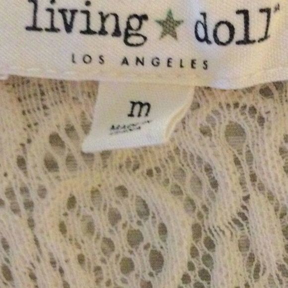 Living Doll Ivory‎ Ecru Lace Zip Up Unlined Jacket Size Med - Picture 8 of 11
